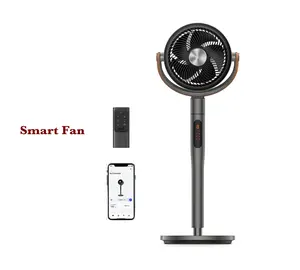 Smart Fan for Bedroom, 120°+105° Omni-directional Oscillating Standing Fans with Remote, 100ft Quiet Floor Fan for Room, Wi-Fi/Voice/Alexa, 6 Modes, 8 Speeds, 37-43'' Height, 12H Timer, DC Motor