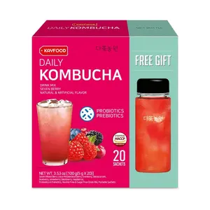 KAYFOOD-Kombucha-Sevenberry-Garden-Daily 20 Sticks with Gift Bottle Zero Sugar, Diet, Gut Healthy Sparkling Beverage, Fermented Korean Drinks for Iced Tea Hot Tea, Workout Tea 3.52oz (100g)