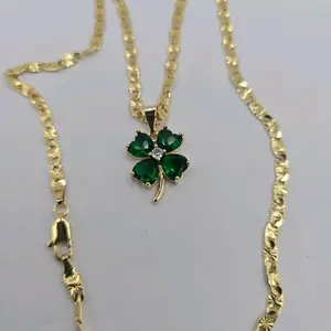 clover green color, beautiful laminated gold chain gold-plated 18"inches 24"inches available