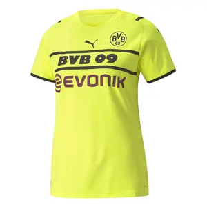PUMA Womens Borussia Dortmund Cup Crew Neck Short Sleeve Replica Jersey Casual - Black, Yellow
