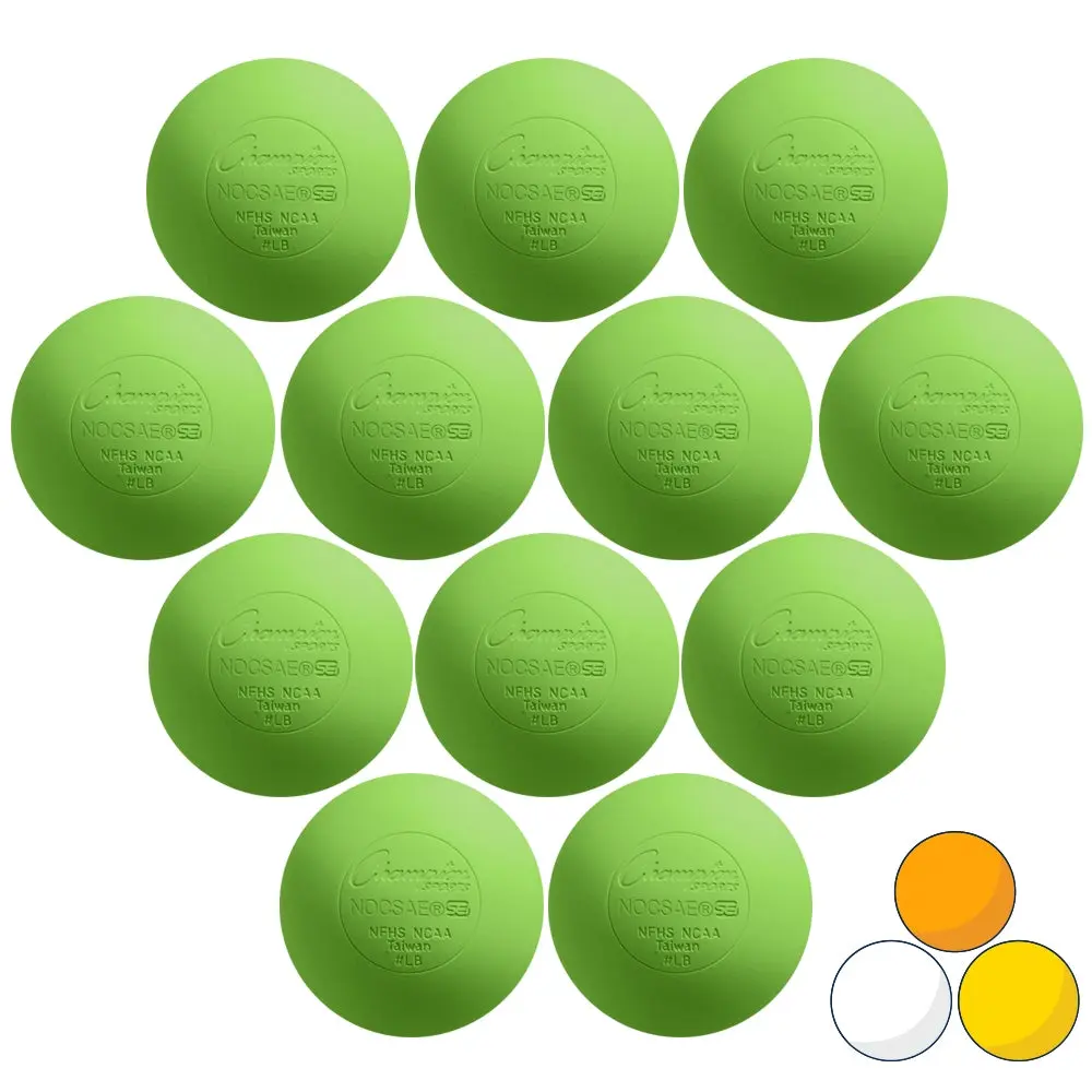 Neon Green Lacrosse Balls - 12-Pack Champion Sports Lacrosseballs, NOCSAE Standard Compliant, SEI Certified, Lacrosseball