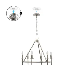 Plug & Play Sapello 6-Light Chandelier in Transitional and Modern Style-85.95 Inches Tall and 24 Inches Wide