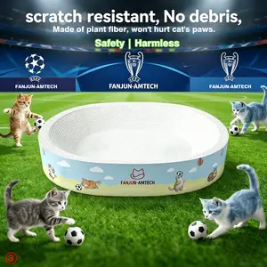 FANJUN-AMTECH 2-in-1 Cat Scratcher & Bed, Dust-Free Oval Shape, Anti-Slip Base, Durable Corrugated Cardboard, Multi-Use Play Pet Furniture for Mother's Day Gift Sale#SummerVibes#petlovers