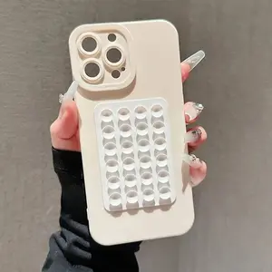 Minimalist Solid Color Silicone Suction Cup Phone Case for iPhone17 16 15 14 13 12 11 Pro Max XS X XR Soft Protective Case