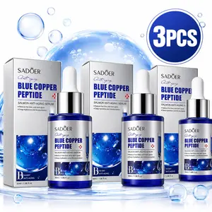 3PCS 30ml Blue Copper Peptide Serum for Face & Neck, GHK-Cu Anti-Aging Serum with Hyaluronic Acid, Hydrating Firming Daily Skincare Serum for Fine Lines, Lightweight Non-Greasy Face Serum