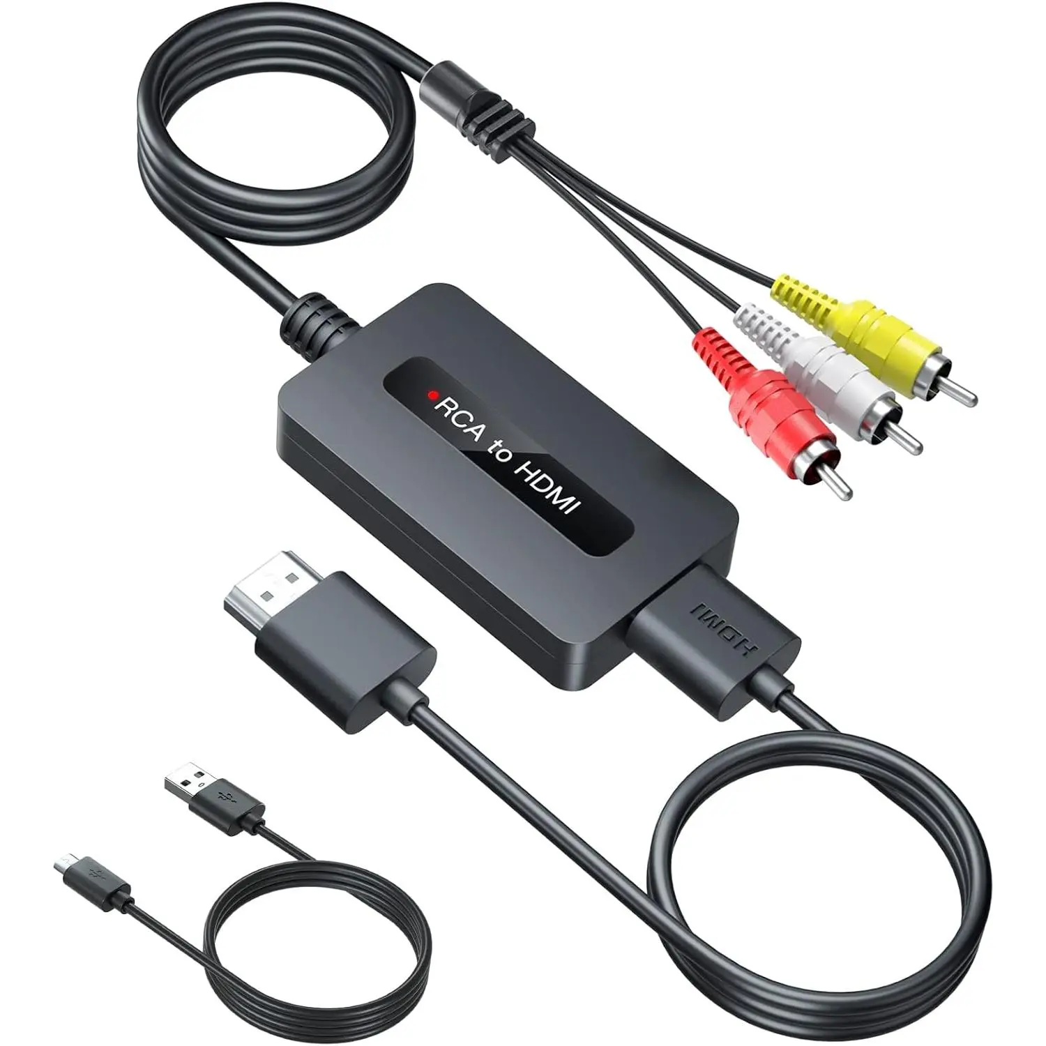 Male RCA to HDMI  Converter, CVBS Composite AV to HDMI Converter, Full HD 720P/ 1080P Output  for DVD, STB, R-o-k-u with Female RCA Output