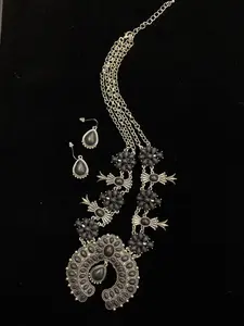 Black Western Squash Blossom Necklace Set Vintage Cowgirl Statement Jewelry