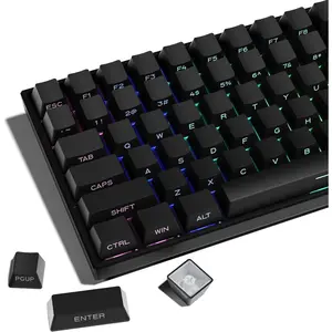 XVX PBT Keycaps - Side Print Keycaps 60 65 75 100 Percent, Double Shot Shine Through Custom Key caps, Black 136  Set, OEM Profile, Minimalist Style Phantom for Cherry Gateron MX Switche Keyboard