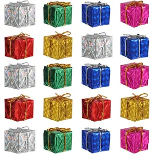 24pcs Christmas Tree Small Gift Boxes Hanging Decorations Ornaments Party Favors (Random Color)