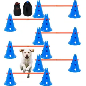VEVOR Dog Agility Training Equipment, 5 PCS Combination Set with Adjustable High Hurdles, 6 Weave Poles, Tunnel, Jump Ring, Pause Box, Whistle, Foldable Bowl, Puppy Obstacle Course Kit with 2 BagsVEVOR Super Brand Day