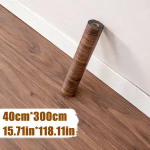 40x300cm Self-Adhesive Wood Grain Pattern Floor Sticker, Waterproof Durable PVC Material Wall Paper, Easy Clean Home Decor, Realistic Wooden Look