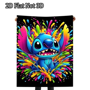 DISNEY CLASSIC Stitch Throw Blanket - Super Soft Flannel, Lightweight, Cute Cartoon Print - Ideal for outdoor