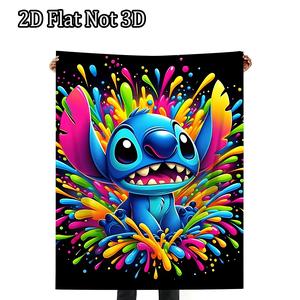 [SummerVibes] DISNEY CLASSIC Lilo & Stitch Colorful Splash Throw Blanket - Super Soft Flannel, Lightweight, Ideal for Couch, Camping & Outdoor Use