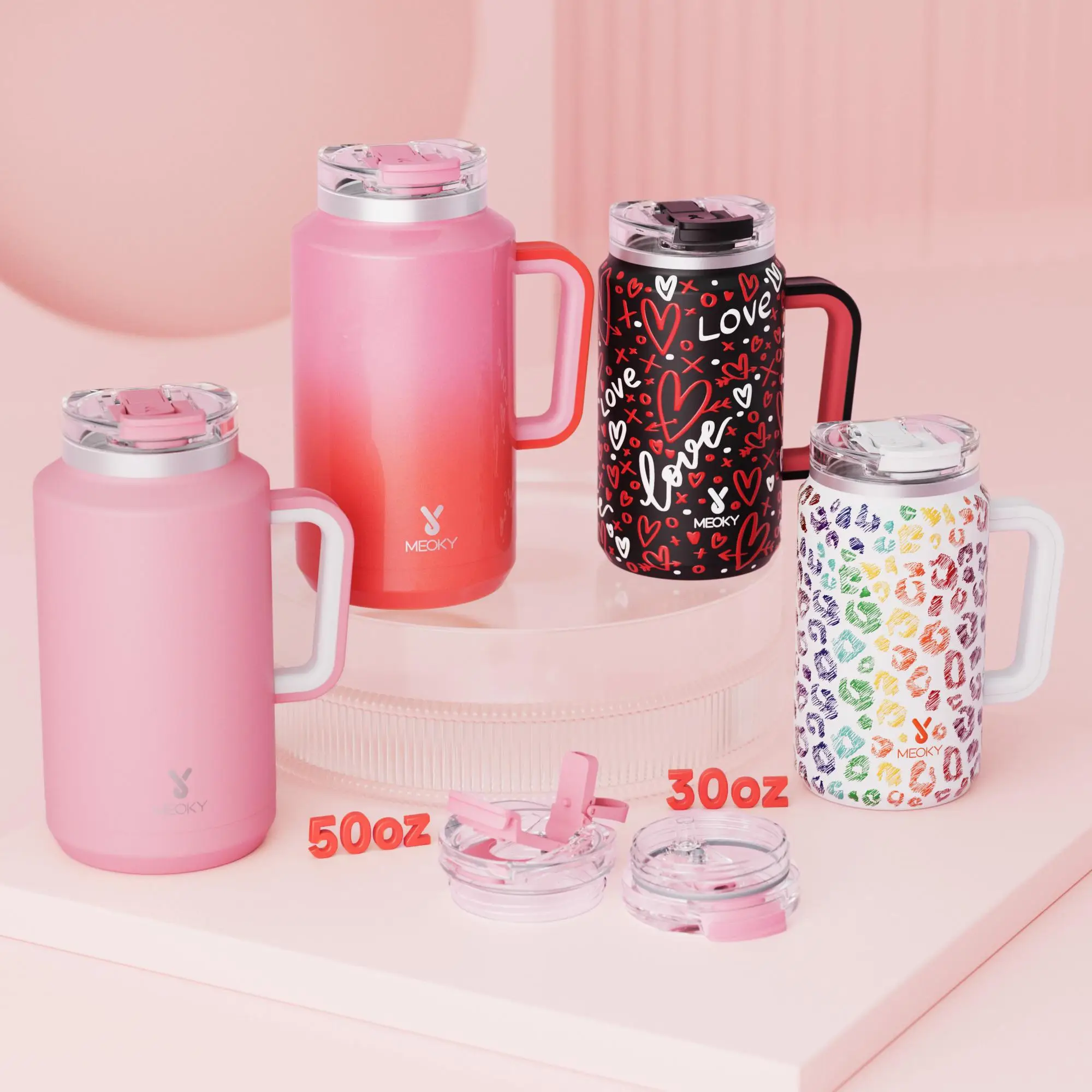 Meoky Double Mouth Big Belly Handle Insulated Water Bottle, 1 Count Stainless Steel Thermos Cup, Portable Drinkware, Leak-proof Vacuum Flask for Home