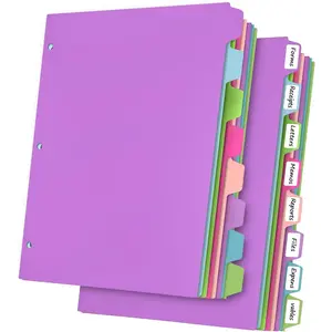 16-Piece Binder Dividers with Tabs (2 Sets) – 8 Color-Coded Tabs for 3-Ring Binders, Plastic Tabbed File Dividers for Sheet Paper Protectors (S099)