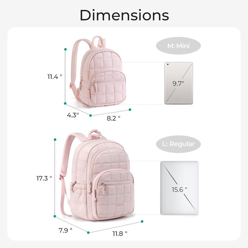 BAGSMART Quilted Laptop Backpack for Women–Regular Size with 32OZ Pockets Water-Resistant College & Travel Backpack, Fits 15.6”Laptop and Mini Size(11.4" × 8.2" × 4.3") Fits 9.7”Laptop TikTokShopHolidayHaul