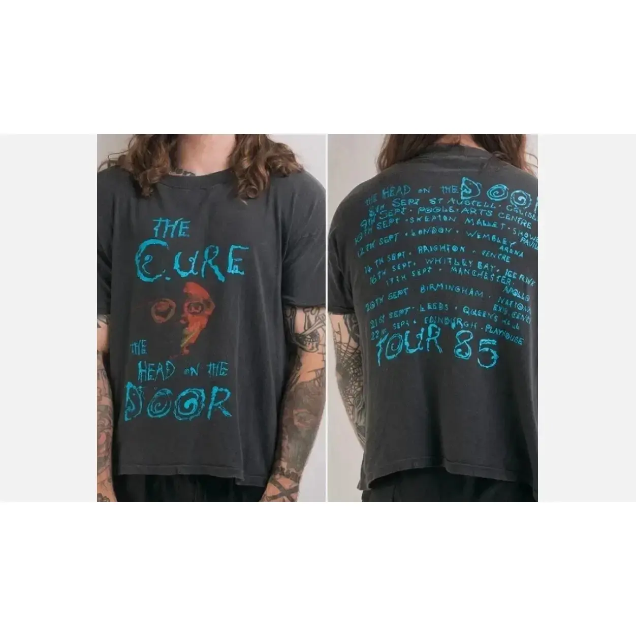 Vintage 1985 The Cure Head On The Door Tour Two Sided T-Shirt - Black