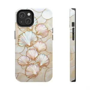 Stained Glass Seashells Phone Case, Faux Stained Glass Premium Film 2 in 1 Phone Case - Durable, Shock Absorbing and Stylish Protection -suitable for IPhone 17,16, 15, 14, 13, 12, 11, Plus, Pro, Pro Max, Perfect Birthday Gift for Friends.