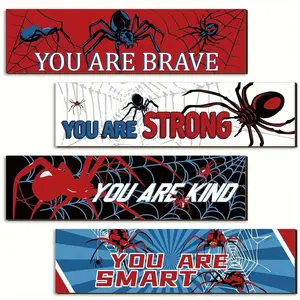 Wooden Spider Wall Decor Set, Modern Inspirational Quotes Hanging Ornament, Bedroom and Living Room Decoration, Universal Non-Furry Design