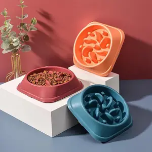 Slow pet feeder bowl