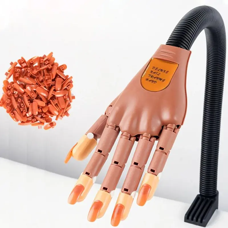 Professional Manicure Practice Hand, 1 Box Manicure Training Practice Hand Model with False Nails, Manicure Tool for Home & Salon Use, DIY Manicure Supplies, Nail Art Tools