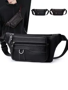 Men's Leather Waist Bag, Business Casual Style, Durable and Scratch-Resistant, Adjustable Strap, Multiple Pockets, Ideal for Travel and Daily Use