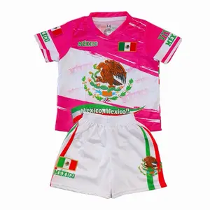 Mexico Soccer Set Pink Unisex Jersey & White Shorts for