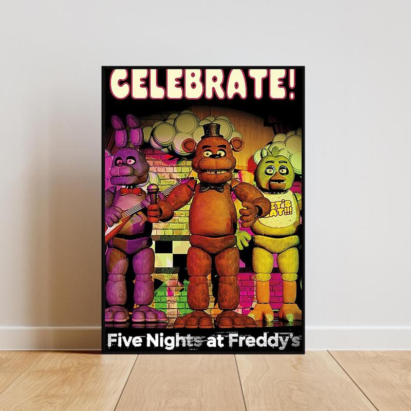 Five Nights at Freddy's Poster Freddy Wall Poster for Kids Room Bedroom Decor Game Lovers Canvas Art Print Ideal Birthday Gifts for Boys Girls