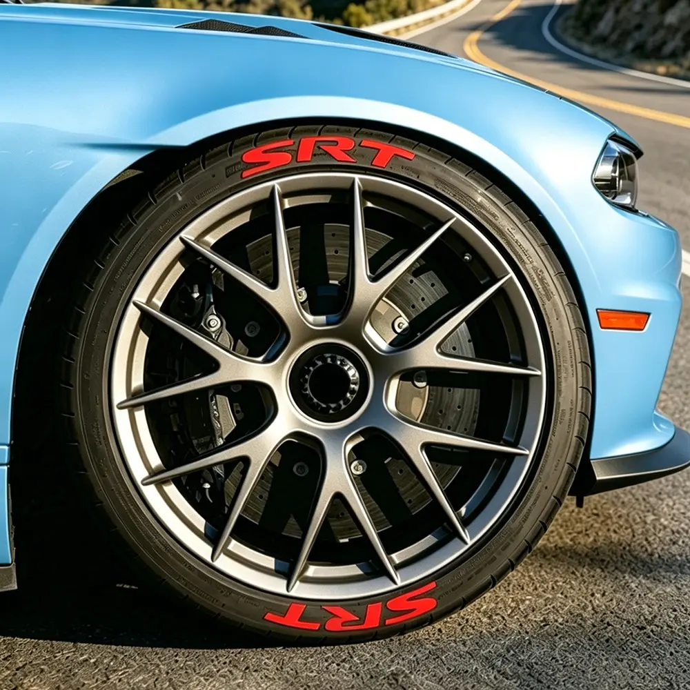 Srt Style Universal Tire Letter Stickers, Waterproof Polyethylene, No Glue, Fits 17"-22" Cars Suv Trucks, DIY Race Car Side Markers, Truck Decal, Rim Decals, Automotive Decals, Decal For Trucks