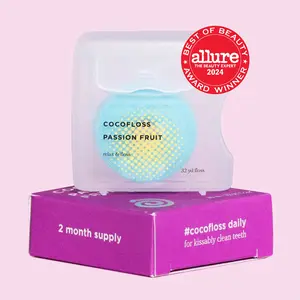 COCOLAB Passion Fruit Dental Floss - Award-Winning, 500+ Woven Waxed Fibers, Coated in Coconut Oil for Freshness & Plaque Removal - 33 Yd, 2-Month Supply Oral Hygiene Kit Oral Care Set