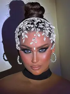 Luxurious Women's Hairband with Sparkling Rhinestones, Elegant Bridal Hairstyle Decoration, Handmade Geometric Party Headpiece