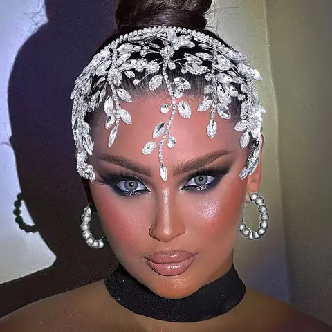 Luxurious Women's Hairband with Sparkling Rhinestones, Elegant Exquisite Bridal Hairstyle Decoration, Handmade Geometric Party Headpiece