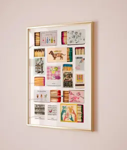 Vintage Matchbox Print, Trendy Matches Poster, Retro Matchbook Wall Art, Bar Cart Aesthetic Print for Apartment Decor Decoration
