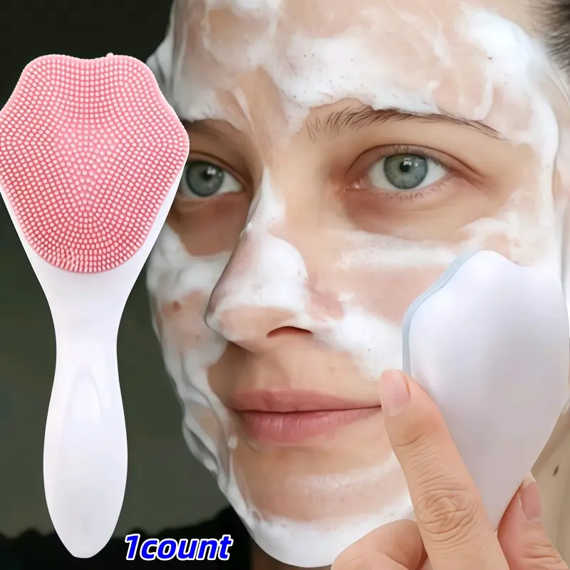Silicone Exfoliating Face Brush, Ergonomic Handheld Design, Deep Cleaning Gentle Exfoliation, Daily Skincare and Cleansing Tool, Pore Cleansing Facial Brush, Home Beauty Tool, Facial Tools