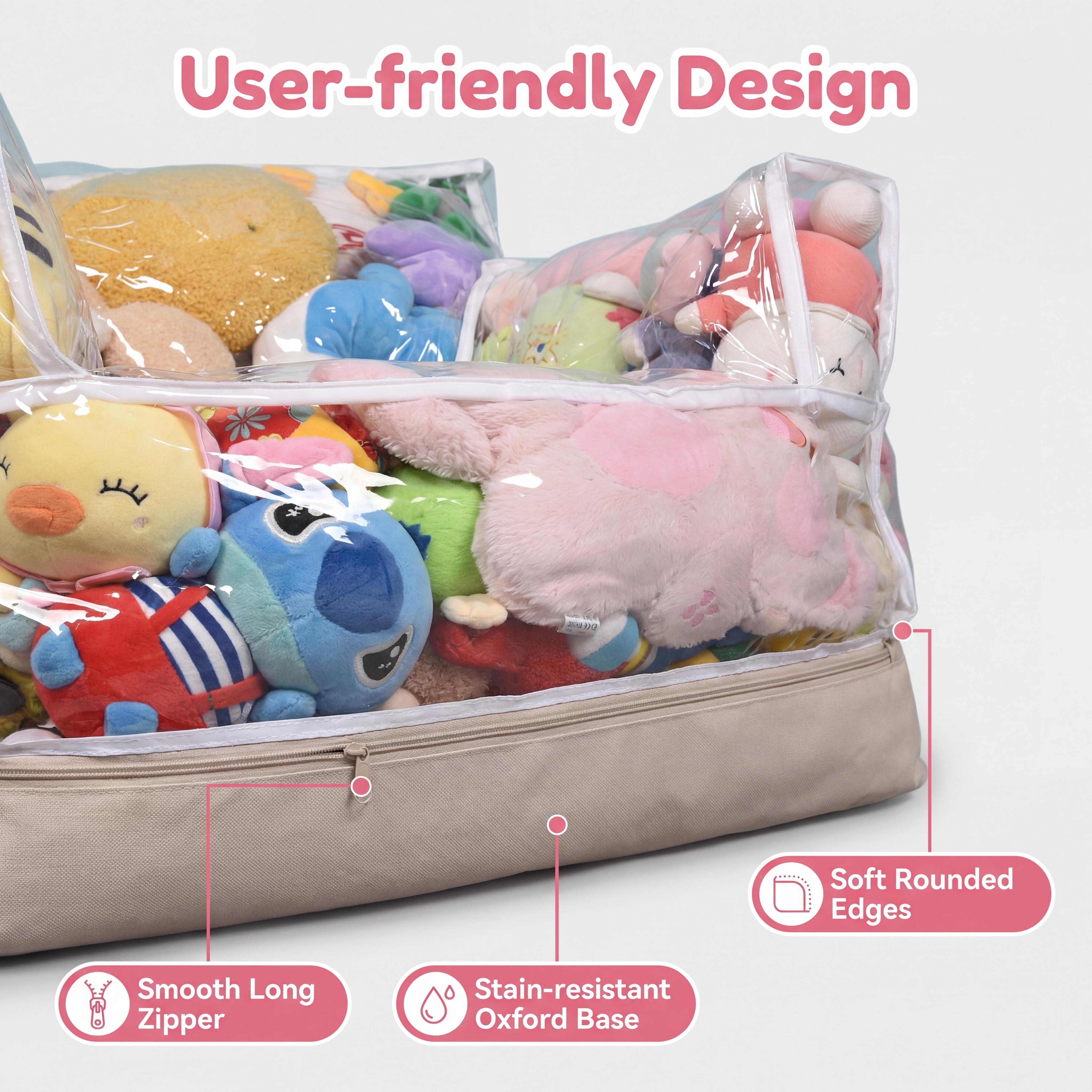 Clear Kids Seat Sofa, Convertible Lounge Chair for Boys and Girls, See-Through TPU Shell & Waterproof Oxford Cloth, Stuffed  Storage Chair (Shell Only, Toys Not Included)