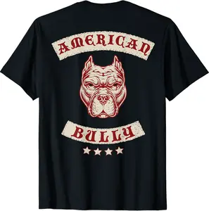 Pit Bull American Bully Dog Breed MC Style (Design on Back) T-Shirt - Folusoal Shop 47B09R98RNCH