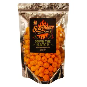 Medium Heat - DOWN THE HATCH - Scorcheeze Cheese Puffs - Hatch Green Chile - Cheese Balls - Cheesy Poofs