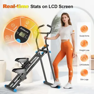 Foldable Stair Stepper Machine for Home Gym - 350LB Capacity Cardio Climber with LCD Monitor, Non-Slip Pedals & Handbar - Compact Vertical Stepping Exercise Equipment for Legs & Glutes
