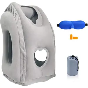 Inflatable Travel Pillow, Airplane Pillow with Patented Valve, Travel Accessories with Neck and Head, Travel Pillows for Long Haul Flights, Cars, Buses, Trains, Office Napping