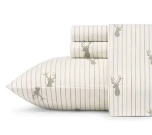 Eddie Bauer Deer Lodge Beige Cotton King Sheet Set