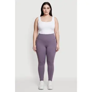 Plus Size High Waist Leggings with Cell Phone Pockets