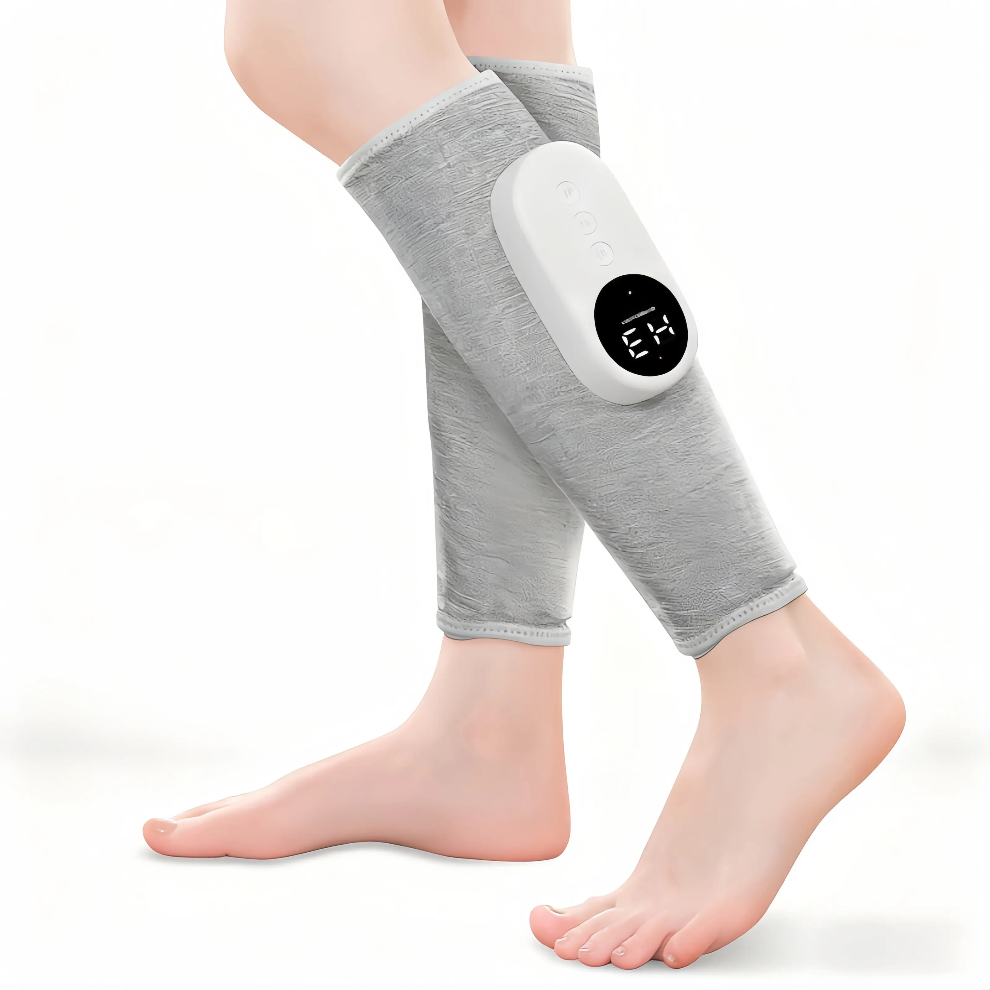 Air compression leg massager with heat compress and pressure functions, 3 modes, promoting blood circulation and relieving pain, alleviating fatigue, gift for men and women (gray)