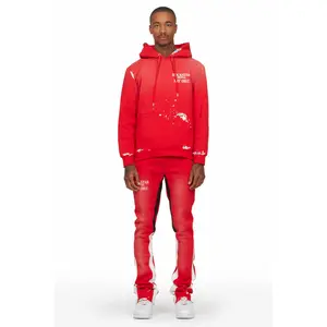 Rockstar Art Dist. Red Hoodie/Stacked Flare Set