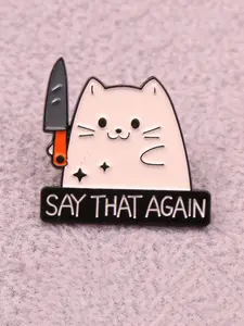 Cute Cartoon Cat with Knife Design Brooch, Fashion Alloy Badge for Hat, Bag, Clothing Decor, Trendy All-match & Exquisite Accessories for Birthday Gift, Hat Pins