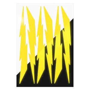 6 Lightning Bolts Reflective Decal Set, Six Lightning Reflector Stickers Kit, Lightning Motorcycle Transfers Sheet / #1337R-Sizes