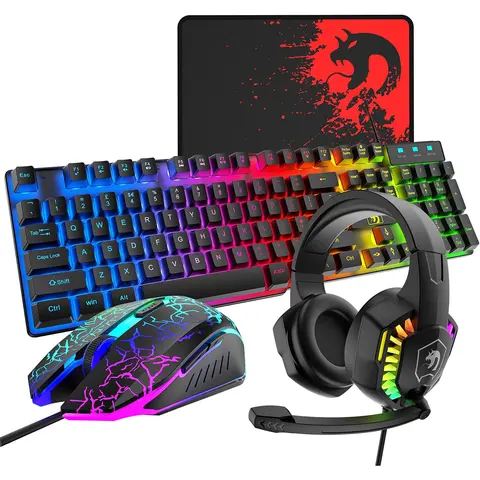 ZIYOU LANG T11 Series 4in1 Wired Membrane Gaming Combo - Wired Headphones with Mic, Backlit Keys Keyboard, Rainbow Backlit Mouse, Mouse Pad (USB Cable Included) for PC, Laptop - PC Accessories