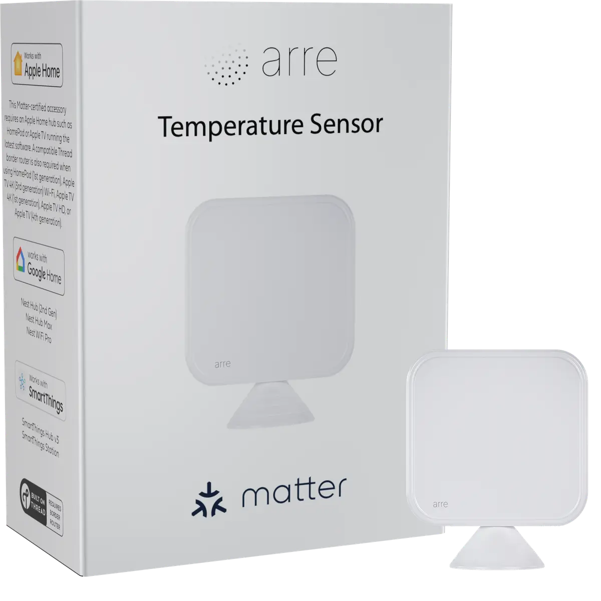 arre Temperature, Humidity & Air Quality Sensor, Matter over Thread, Auto AC & Thermostat Control, Works with Apple Home, Google Home, Alexa & SmartThings
