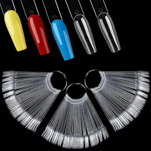 Nail Swatch Sticks, 150Pcs Clear Nail Color Swatch Sticks with Ring, Ballerina Practice Nail Tips, Nail Polish Display Sample Sticks, Nail Stuff for Nail Techs springtok