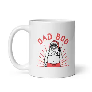Dad Bod Santa Mug Funny xmas Drinking Santa Claus Novelty Cup - 11oz Funny Coffee Mugs Ceramic Printed Drinkware Cup