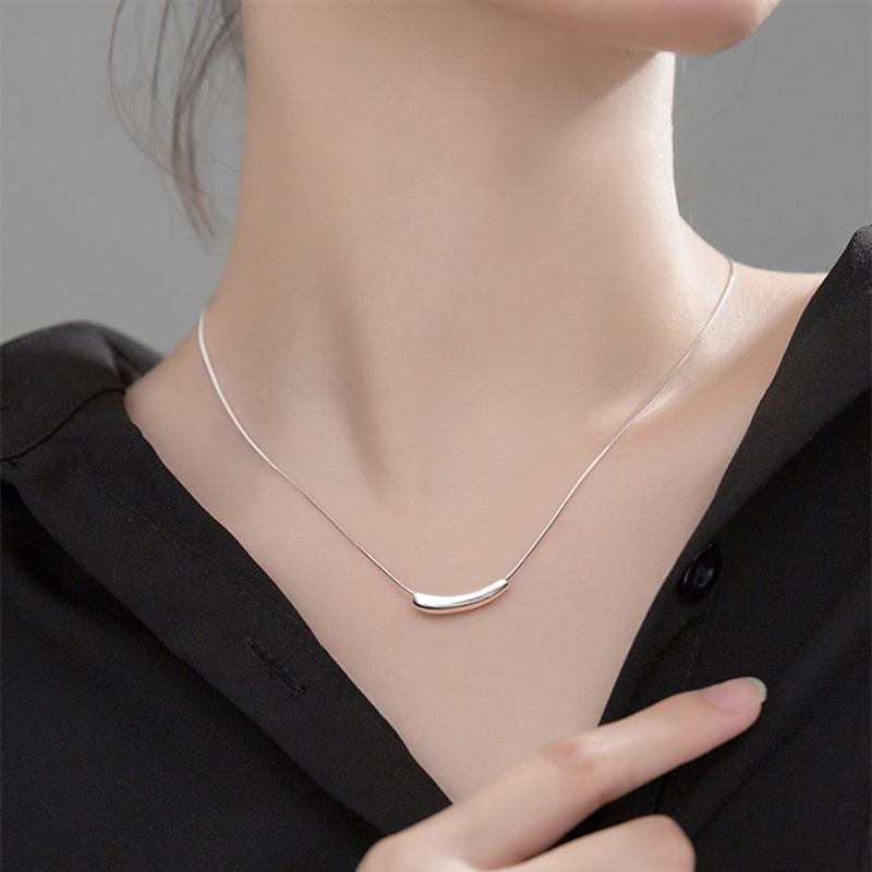 KISSFOO Stainless Steel Mini Eggplant Collarbone Necklace for Women Daily Accessories